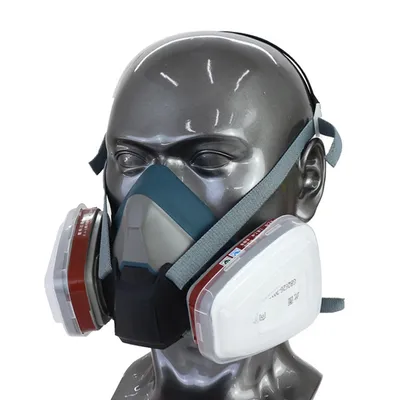 Custom Logo 3# Double Filter Cartridge Silicone Half Face Respirator Gas Mask Industrial Toxic Poisonous Chemical Gas Mask