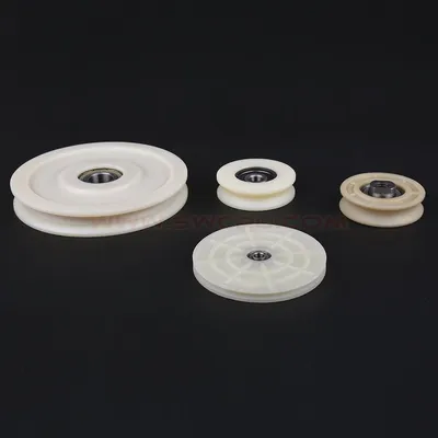 Professional Custom Precision Nylon Plastic U / H / V Groove Pulley Wheel with Bearing