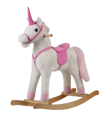 Baby Rocking Chair Rocking Horse Plush Doll Wooden Horse Rocking Horse Birthday Gift Plush Toy