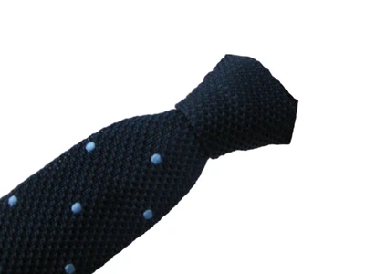 Men's Fashion DOT Pattern Blue Colour Knit Polyester Neckties