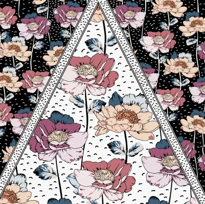 Trendy 100% Rayon Floral Poplin Fabric Somali - Medium Weight Printed Material