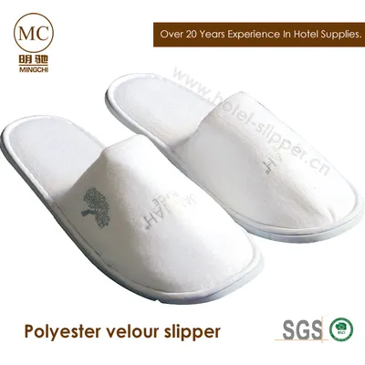 Personalized Non Slip Hotel Unisex Closed Toe Velour Slippers with Printing Logo