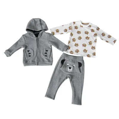 Fashion Untopped Fleece Fabric Kid Clothes Boy Sportswear 3PCS Set