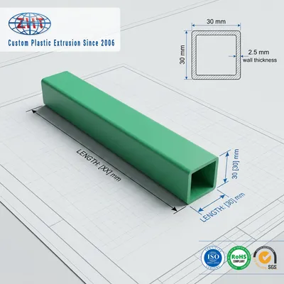 Green 30X30mm Extruded Rigid PVC Square Tube for Safety Guard Rail System
