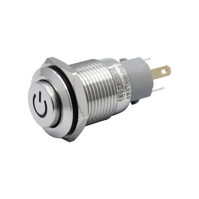 Metal 16mm Illuminated LED Waterproof IP67 Electrical Electronics Latching Momentary Push Button Switch with Light