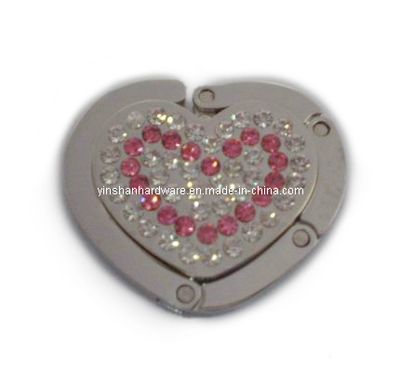 Heart Shape Alloy Purse Hook with Rhinestone