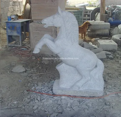 Natural Marble/Granite Stone Horse Animals Sculpture for Outdoor Decorative