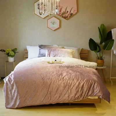 100% Poly Velvet 3 Pieces Bedding Set/ Rotary Printing Pattern Bedding Duvet Cover Set