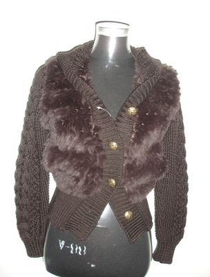 Rabbit Fur Jacket with Knitting (F08-612)
