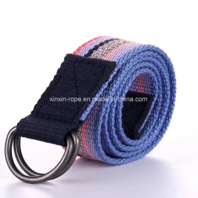Polyester Customize Braided Woven Double-Ring Buckle Webbing Belt for Adult