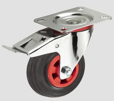 3.5-Inch Industrial Plastic Black Rubber Swivel Wheel Caster Barrow with Brake