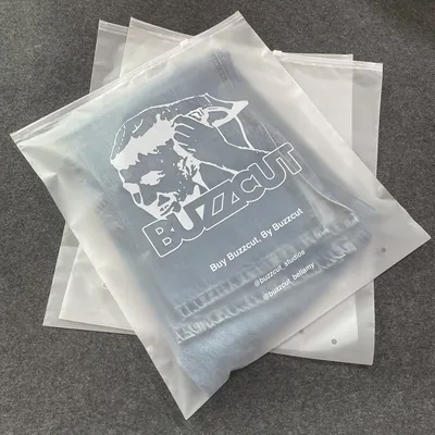 Custom Compostable White Matte Frosted Zip Seal Ziplock Plastic Zipper Packaging Bags for Garments Clothing