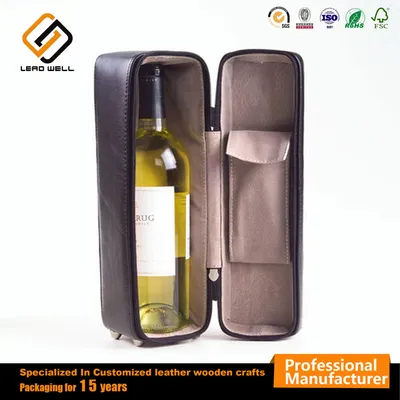 Durable Leather Wine Single Bottle Gift Bubbly Box