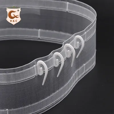 Manufacture 75mm Transparent Mesh Wave Curtain Tape for Window Decoration