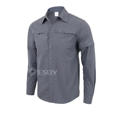 Gray Color Esdy Men Outdoor Sports Quick-Dry Breathable Tactical Shirts
