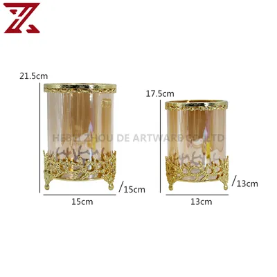 Modern Design Vintage Retro Silver Metal Candy Jar Luxury Glass Clear Candle Jars