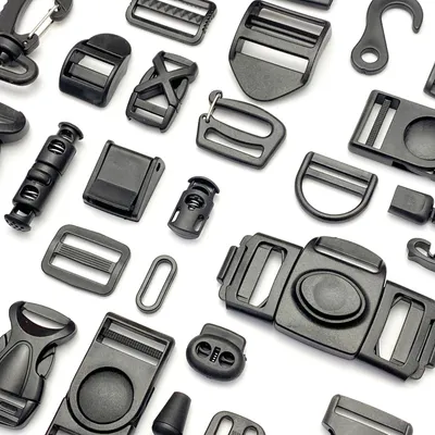 Plastic Side-Release Buckle & Webbing Adjuster Set — Quick-Release Fasteners for Backpacks, Bookbags, and Straps (H-Buckle & Ladder Lock)