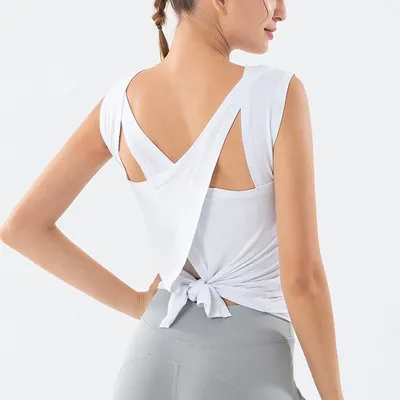 New Design High Quality Solid Sleeveless Beauty Back Sports Wear Workout Tops Women Yoga Clothing Brand Gym Fitness Clothes