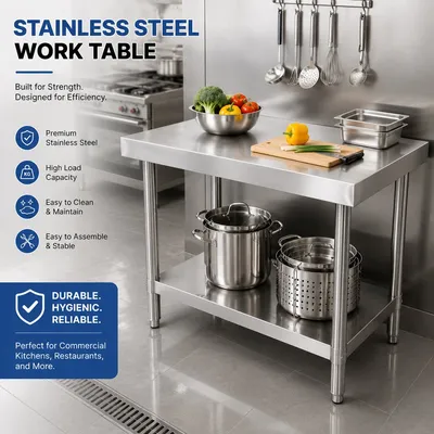 Factory Wholesale Commercial Stainless Steel Table Workbench Industrial Use