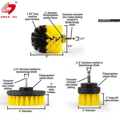 2''/3.5''/4'' Inches Car Revolver Electric Drill Brush Scrub Brush Set