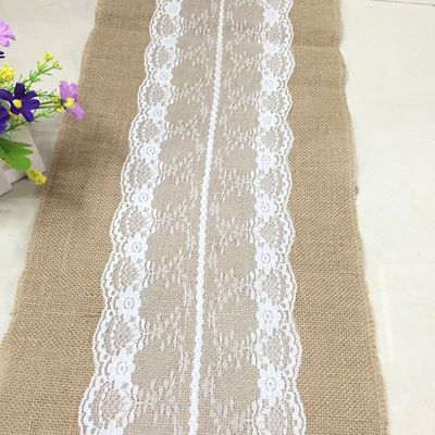 Wedding Decoration Linen Table Flag Tea Table Cloth Party Decoration Lace Yellow Linen Environmental Protection Table Flag