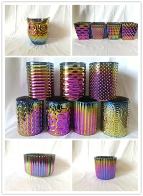 Embossed Glass Candle Holder with Metallic Color