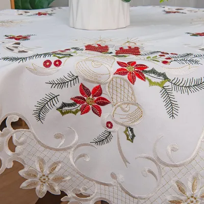 Beautiful Custom Logo Luxury Hand Embroidery Embroidered Flower Designs Table Cloth