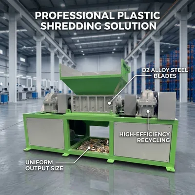 Low Vibration Twin Shaft Shredder Waste Plastic Container Plastic Recycling Shredding Machine