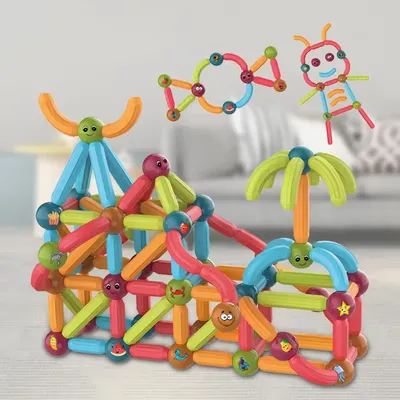 DIY Magnetic Sticks Building Construction Block Toys Educational Colorful 3D Assembly Magnet Rods Magnetic Ball Building Blocks