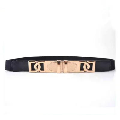 Trendy Hot Woman Balck Elastic Dress Belts with PU Fittings