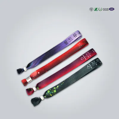 Woven Wristbands with Teeth Slide Lock Festival Ribbon Wristbands
