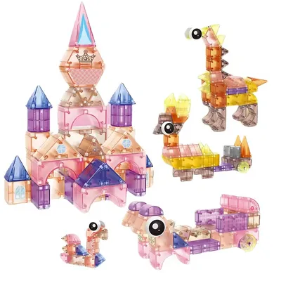 Kids Plastic Magnetic Building Blocks Bricks Set 3D Geometric Transparent Magnetic Cube DIY Construction Blocks Magnet Toys