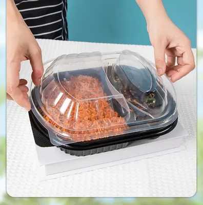 Custom Design 2 Compartment Lunch Box, Disposable Food Container PP Lunch Box