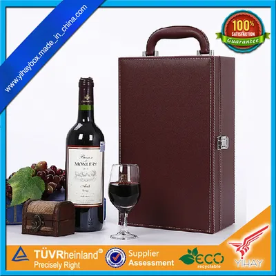 Customized Handmade Wine Tote Brown Leather Wine Box
