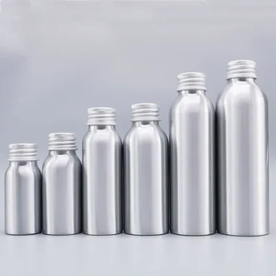 Wholesale 30ml 50ml 100ml 200ml Silver Custom Spray Bottles Empty Aluminum Cosmetic Bottle Recycled Aluminum Bottle