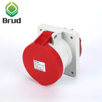 Cee/IEC 400V 63A 4p IP44 6h Waterproof Panel Mounted Straight Socket Female Plug (QX1248)