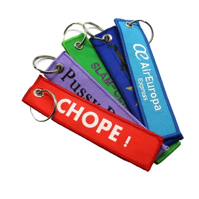 Quality Woven Embroidered Tag Promotional Textile Patch Cheap Car Logo Keychain