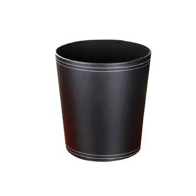 2023 High-End Hotel and Home Black Luxury Leather Waste Bin Wholesale Price