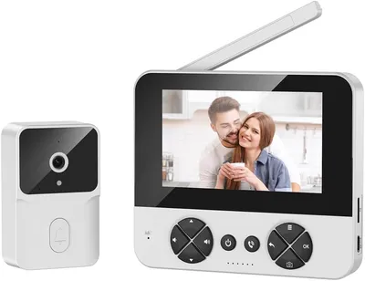 S10 Two Way Wake-up Visual Doorbell, 4.3inch IPS Screen High Definition Night Vision Two Way Audio Auto Video Recording No Drill Mount