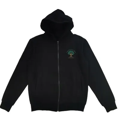 Oversized Plain Black Custom Print Full Zip up Hoodie Sweatshirt for Men