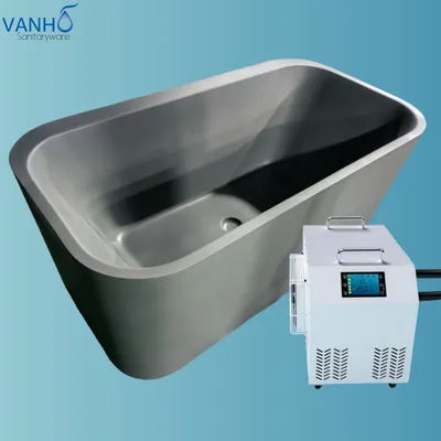 Hot Saling Acrylic Freestanding Bathtub Cold Plunge Ice Water Chiller Matte Grey