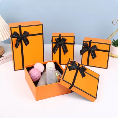 Newest Paper Gift Packing Box with Black Ribbon Bow