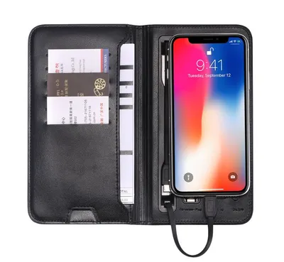 Wireless Charging Travel Wallet Charging Gift with Built in Power Bank for Corporate Gifts for Travel Gifts
