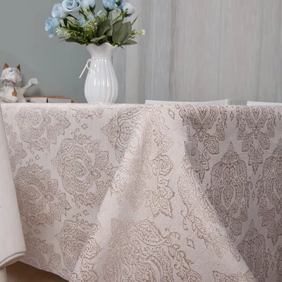 Custom Rectangular Vintage Jacquard Luxury Table Cloth Restaurant Dinner Table Unique Design 100% Polyester Tablecloth