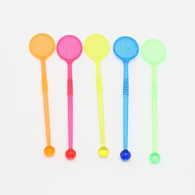 Personalized Plastic Cocktail Stirrers with Fun Tennis Theme