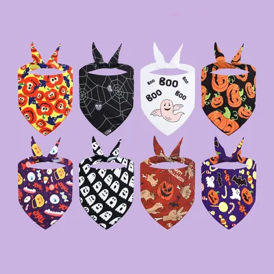 Special Classic Pet Party Dress-up Halloween Triangle Scarf Bib with Pattern for Dog's Birthday Bandana Handkerchief
