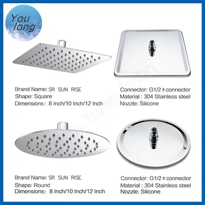 Popular Stainless Steel Slim Square Head Shower Overhead 20cm Shower
