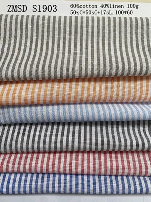 50s C * 50s C + 17s L Cotton Linen Fabricstripe Pattern Linen Textile