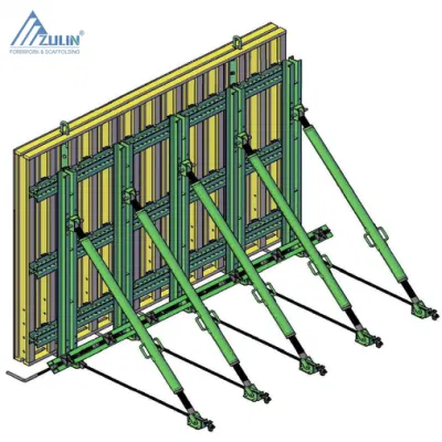 Retaining Wall Concrete Foundation Simple Single-Side Formwork with Plywood and Steel Waling