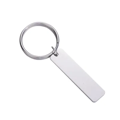 Customized Logo Key Chain Engraved Mirror Polished Stainless Steel Square Bar Keychains